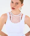 İçi Dantelli Kaşkorse Atlet - Beyaz