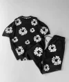 İki İplik Kumaş Baskılı Esofman Takım - Siyah