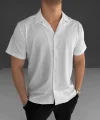 İki İplik Kumaş  Gömlek - Beyaz