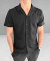 İki İplik Kumaş Gömlek - Siyah