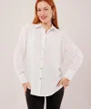 İnce Çizgi Detaylı Beyaz Gömlek