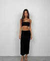 İp Detay Dokulu Maxi Etek