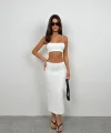 İp Detay Dokulu Maxi Etek