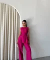 JAKAR KETEN KOLSUZ BLUZ-PANTOLON TK - Fuşya