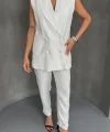 JAKAR KUMAŞ YELEK - PANTOLON TAKIM - Beyaz