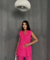JAKAR KUMAŞ YELEK - PANTOLON TAKIM - Fuşya