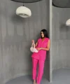 JAKAR KUMAŞ YELEK - PANTOLON TAKIM - Fuşya