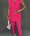 JAKAR KUMAŞ YELEK - PANTOLON TAKIM - Fuşya
