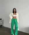 JAKAR SATEN PANTOLON - Yeşil