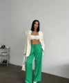 JAKAR SATEN PANTOLON - Yeşil