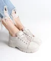 JANE Bağcıklı Ortopedik Taban Kadın Sneaker Spor Ayakkabı  CKT - Krem