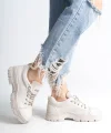 JANE Bağcıklı Ortopedik Taban Kadın Sneaker Spor Ayakkabı  CKT - Krem