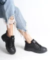 JANE Bağcıklı Ortopedik Taban Kadın Sneaker Spor Ayakkabı  CST - Siyah