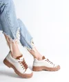 JANE Bağcıklı Ortopedik Taban Kadın Sneaker Spor Ayakkabı  CTT - Krem