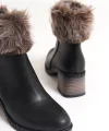 JULIA Fermuarlı Ortopedik Taban Tüylü Topuklu Kadın Bot CST - Siyah