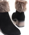 JULIA Fermuarlı Ortopedik Taban Tüylü Topuklu Süet Kadın Bot  SST - Siyah