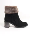 JULIA Fermuarlı Ortopedik Taban Tüylü Topuklu Süet Kadın Bot  SST - Siyah