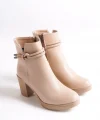 JULY Fermuarlı Ortopedik Taban Topuklu Kadın Bot CTT - Ten
