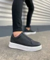 JY007 Alba Bağcıksız Cilt Erkek Günlük Sneaker Ayakkabı CBT Siyah