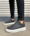 JY007 Alba Bağcıksız Cilt Erkek Günlük Sneaker Ayakkabı CBT Siyah