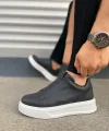 JY007 Alba Bağcıksız Cilt Erkek Günlük Sneaker Ayakkabı CBT Siyah