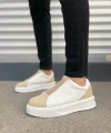 JY007 Alba Bağcıksız Süet Cilt Erkek Günlük Sneaker Ayakkabı SCBT Bej/Beyaz