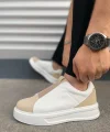 JY007 Alba Bağcıksız Süet Cilt Erkek Günlük Sneaker Ayakkabı SCBT Bej/Beyaz