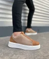 JY007 Alba Bağcıksız Süet Erkek Günlük Sneaker Ayakkabı SBT Taba/Vizon