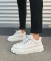 JY010 Cloud Bağcıklı Cilt Erkek Günlük Sneaker Ayakkabı CBT - Beyaz