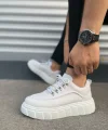 JY010 Cloud Bağcıklı Cilt Erkek Günlük Sneaker Ayakkabı CBT - Beyaz