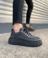 JY010 Cloud Bağcıklı Cilt Erkek Günlük Sneaker Ayakkabı CST - Siyah