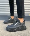 JY010 Cloud Bağcıklı Cilt Erkek Günlük Sneaker Ayakkabı CST - Siyah