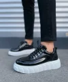 JY010 Cloud Bağcıklı Rugan Erkek Günlük Sneaker Ayakkabı RBT - Siyah