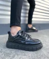JY010 Cloud Bağcıklı Rugan Erkek Günlük Sneaker Ayakkabı RST - Siyah