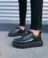 JY010 Cloud Bağcıklı Rugan Erkek Günlük Sneaker Ayakkabı RST - Siyah