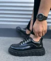 JY010 Cloud Bağcıklı Rugan Erkek Günlük Sneaker Ayakkabı RST - Siyah