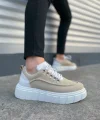 JY010 Cloud Bağcıklı Süet Erkek Günlük Sneaker Ayakkabı SBT - Krem/Beyaz