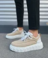 JY010 Cloud Bağcıklı Süet Erkek Günlük Sneaker Ayakkabı SBT - Krem/Beyaz
