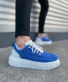 JY010 Cloud Bağcıklı Süet Erkek Günlük Sneaker Ayakkabı SBT - Mavi/Beyaz