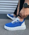 JY010 Cloud Bağcıklı Süet Erkek Günlük Sneaker Ayakkabı SBT - Mavi/Beyaz