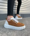 JY010 Cloud Bağcıklı Süet Erkek Günlük Sneaker Ayakkabı SBT - Taba/Beyaz