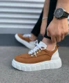 JY010 Cloud Bağcıklı Süet Erkek Günlük Sneaker Ayakkabı SBT - Taba/Beyaz