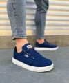 JY0118 REX Bağcıklı Keten Kumaş Erkek Günlük Sneaker Ayakkabı KBT - Lacivert