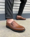 JY0410 Classique Bağcıksız Cilt Erkek Günlük Klasik Ayakkabı CST - Kahverengi