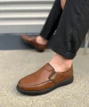 JY0410 Classique Bağcıksız Cilt Erkek Günlük Klasik Ayakkabı CST - Kahverengi