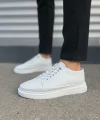JY0535 Prime Bağcıklı Cilt Erkek Günlük Sneaker Ayakkabı CBT - Beyaz