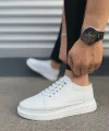 JY0535 Prime Bağcıklı Cilt Erkek Günlük Sneaker Ayakkabı CBT - Beyaz