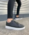 JY0535 Prime Bağcıklı Cilt Erkek Günlük Sneaker Ayakkabı CBT - Siyah