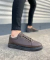 JY0535 Prime Bağcıklı Cilt Erkek Günlük Sneaker Ayakkabı CST - Kahverengi