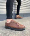 JY0535 Prime Bağcıklı Cilt Erkek Günlük Sneaker Ayakkabı CST - Taba